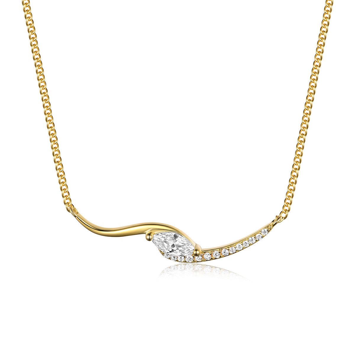 Laurance Luna ketting, 925 zilver, 18k verguld met lab-grown moissaniet