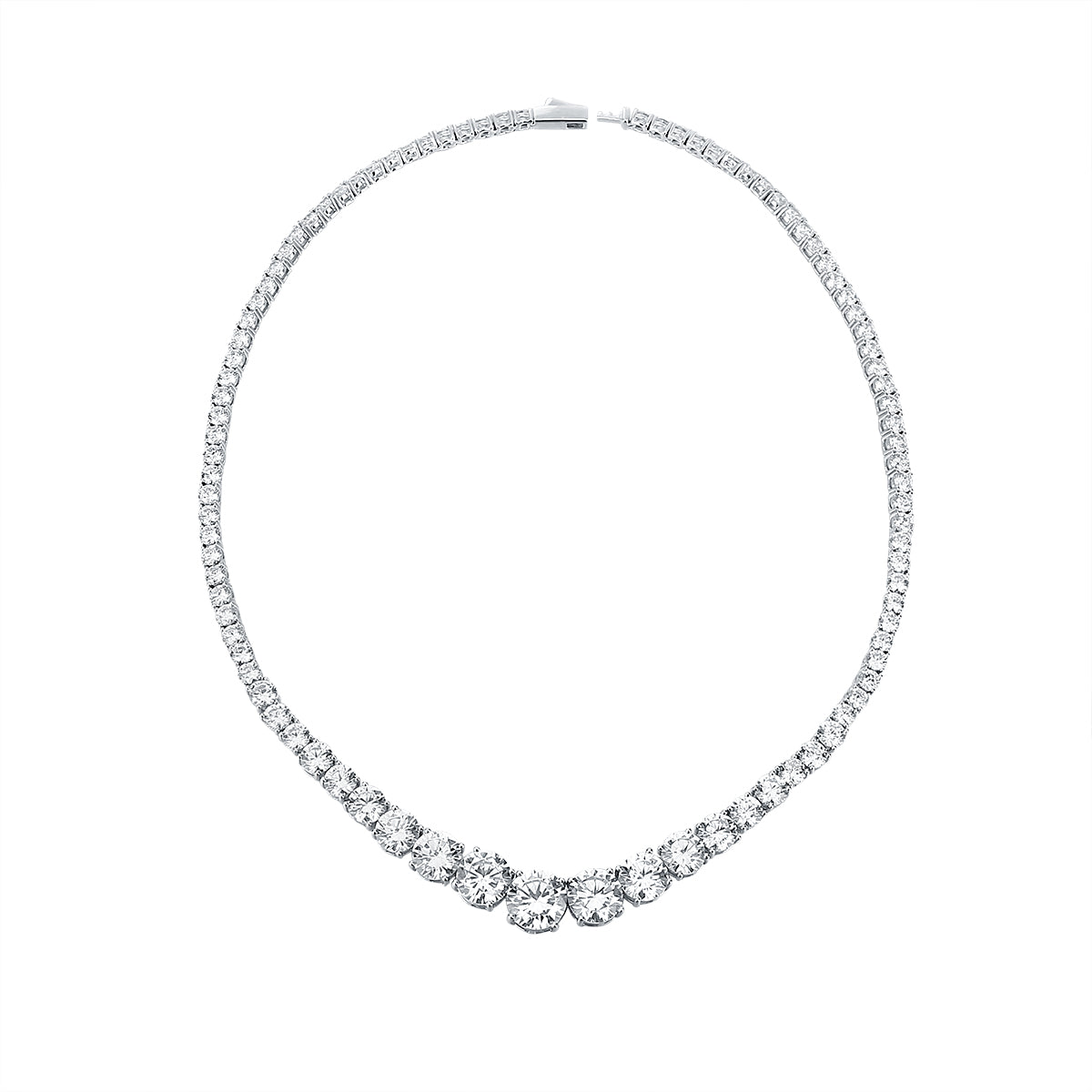 Laurance Rivière ketting, 925 zilver met lab-grown moissaniet