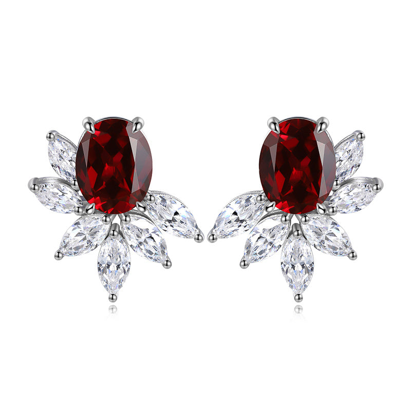Laurance Rouge Éternel oorbellen, 925 zilver met lab-grown robijn