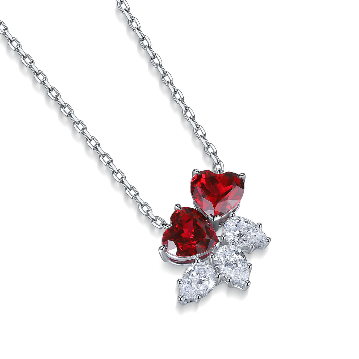Laurance Cœur à Cœur ketting, 925 zilver met lab-grown robijn