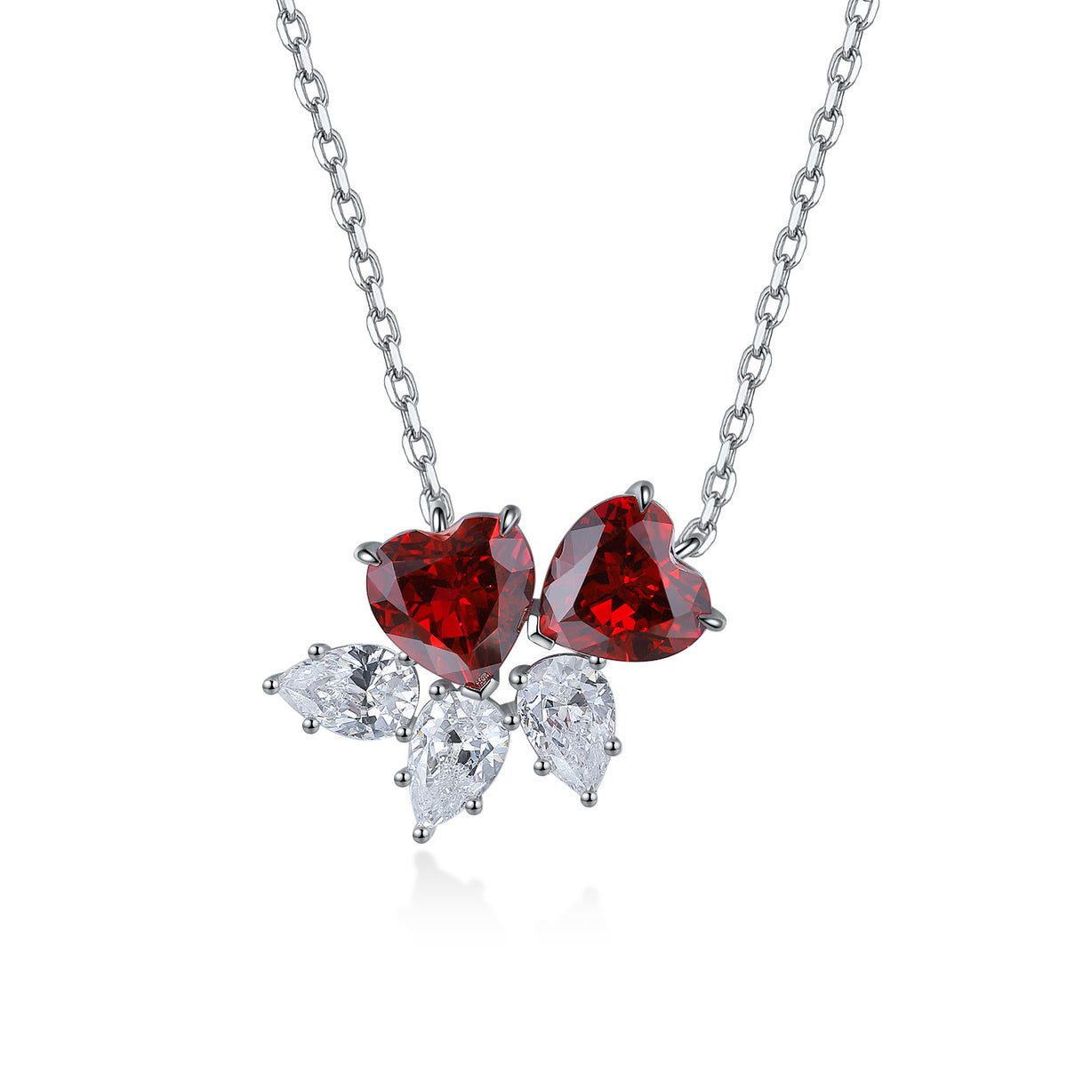 Laurance Cœur à Cœur ketting, 925 zilver met lab-grown robijn