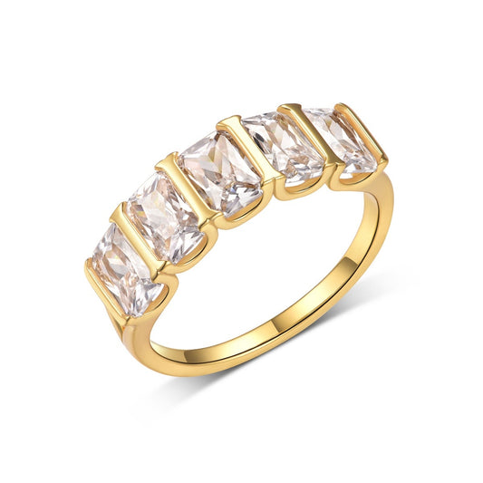 Laurance Céleste ring, 925 zilver, 18k verguld met lab-grown moissaniet