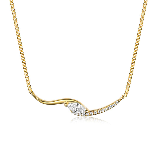 Laurance Luna ketting, 925 zilver, 18k verguld met lab-grown moissaniet