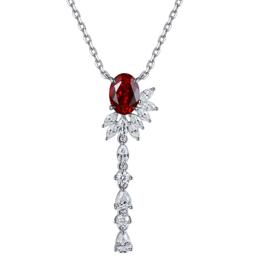 Laurance Rouge Éternel lariat ketting, 925 zilver met lab-grown robijn