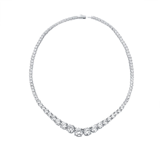 Laurance Rivière ketting, 925 zilver met lab-grown moissaniet