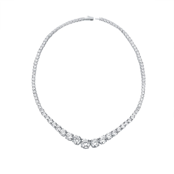 Laurance Rivière ketting, 925 zilver met lab-grown moissaniet