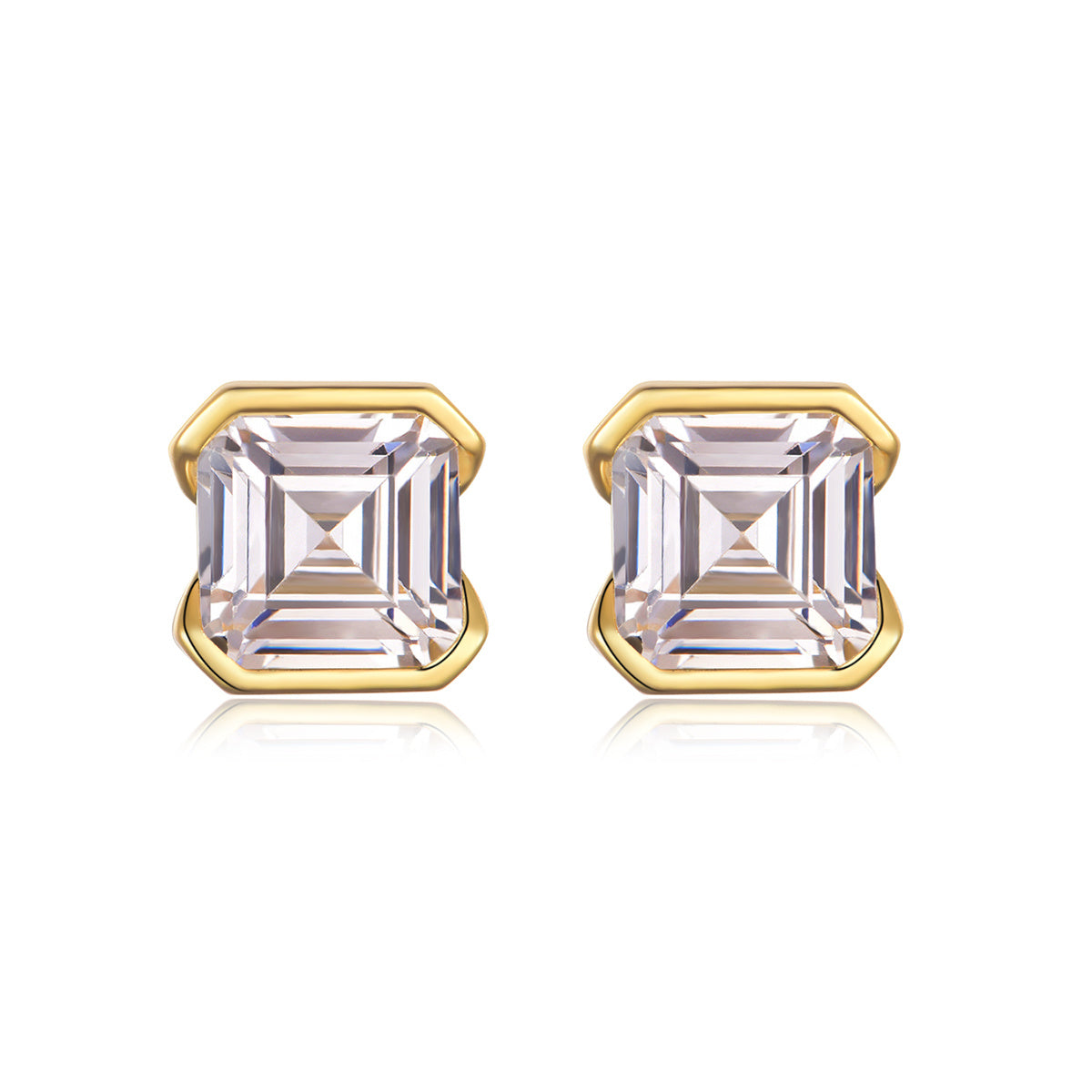 Laurance Étoile oorknopjes, 925 zilver, 18k verguld met lab-grown moissaniet