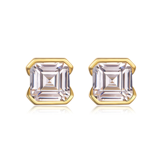 Laurance Étoile oorknopjes, 925 zilver, 18k verguld met lab-grown moissaniet
