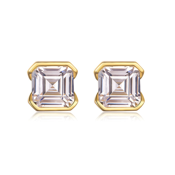 Laurance Étoile oorknopjes, 925 zilver, 18k verguld met lab-grown moissaniet